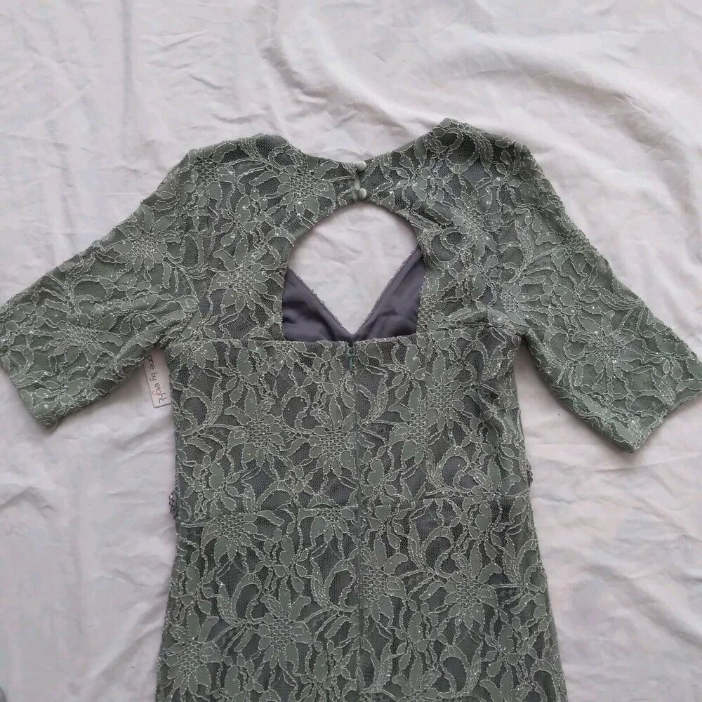 One by Eight Dress Gown Green Lace Overlay Regencycore Bridgerton Womens Size 6 - Picture 13 of 16